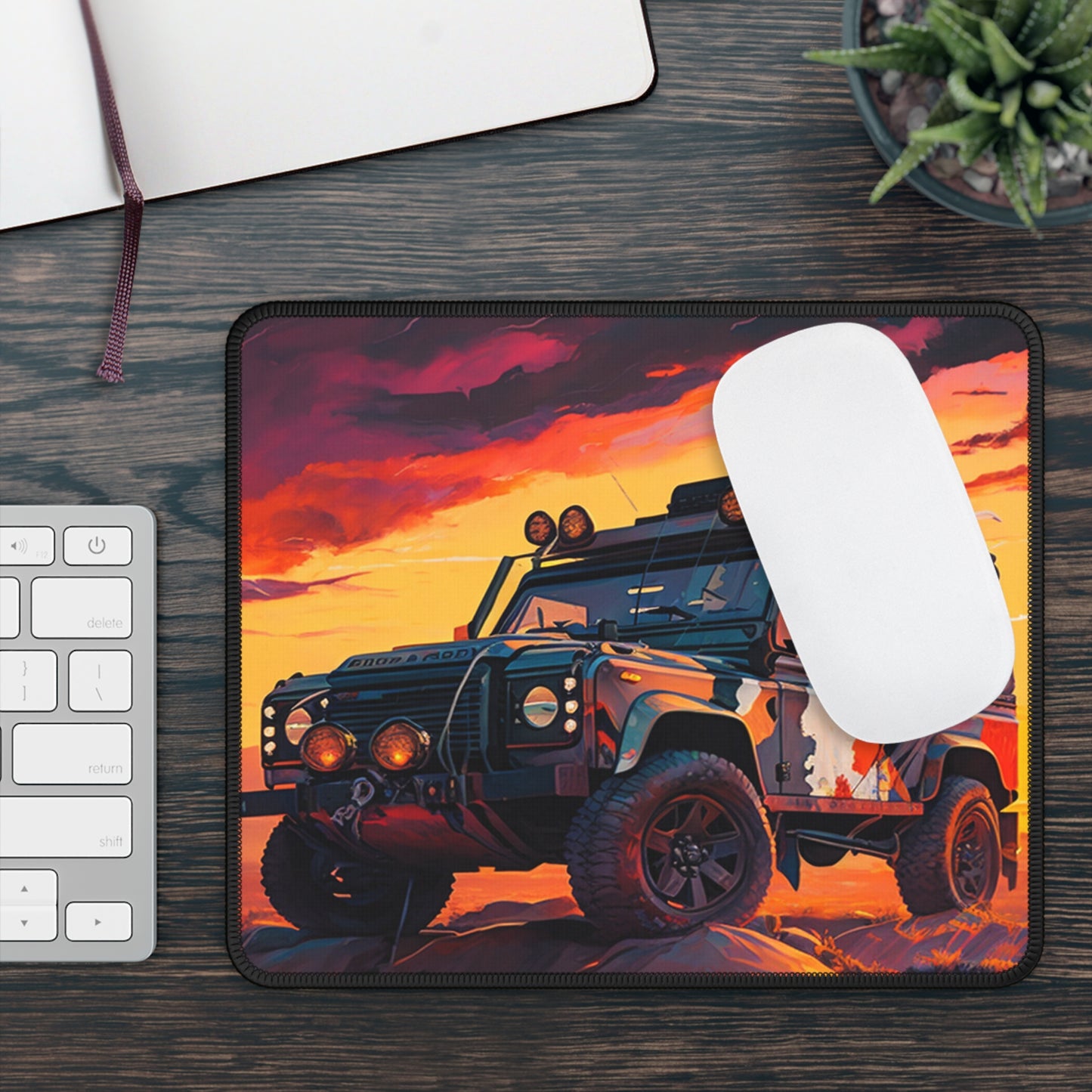 Off-Road Sunset Mouse Pad – Rugged 4x4 Adventure Desk Mat