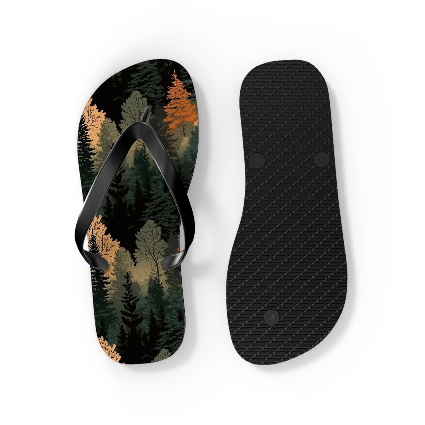 Forest Flip Flops – Comfortable Summer Sandals with Autumn Tree Design