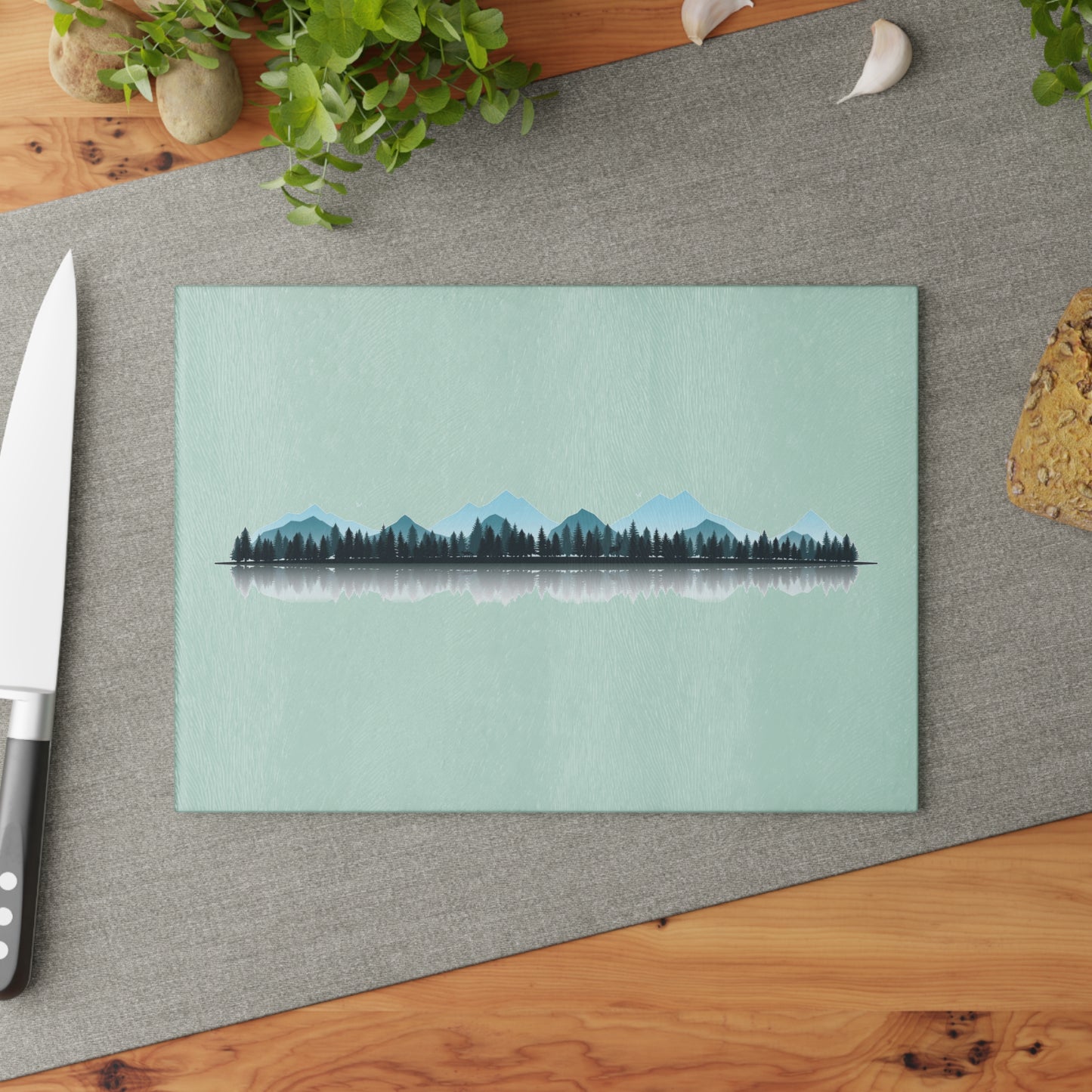 Minimalist Mountain Glass Cutting Board – Tempered Glass Kitchen Board