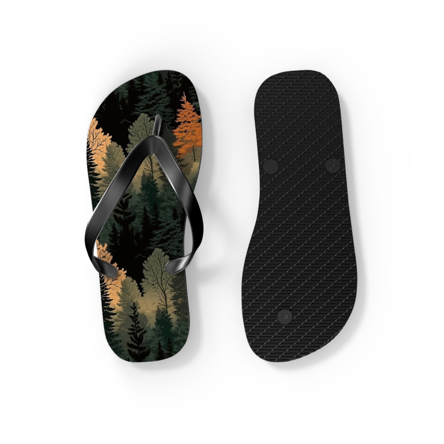 Forest Flip Flops – Comfortable Summer Sandals with Autumn Tree Design