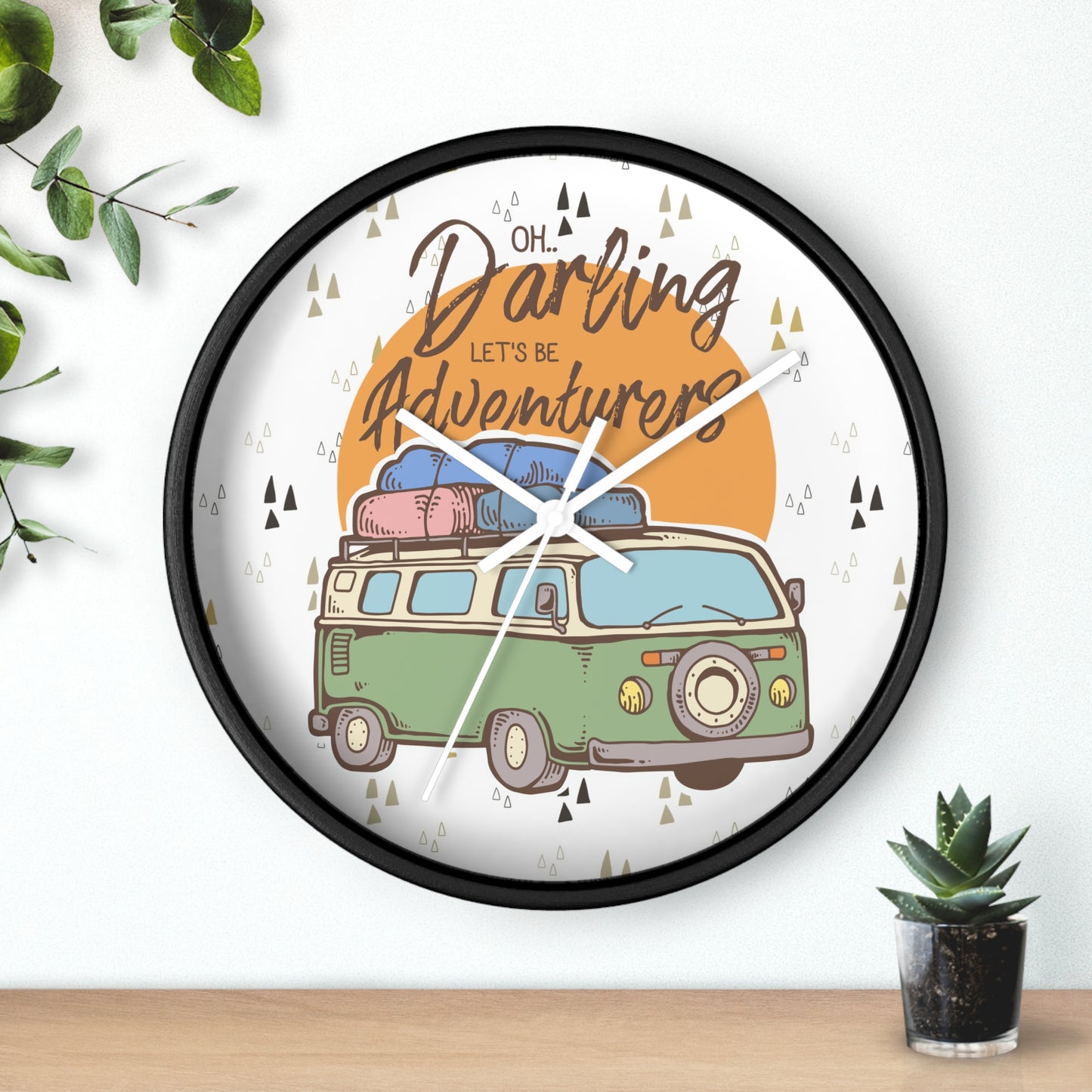 Adventure Awaits Wall Clock – Retro Camper Van Design