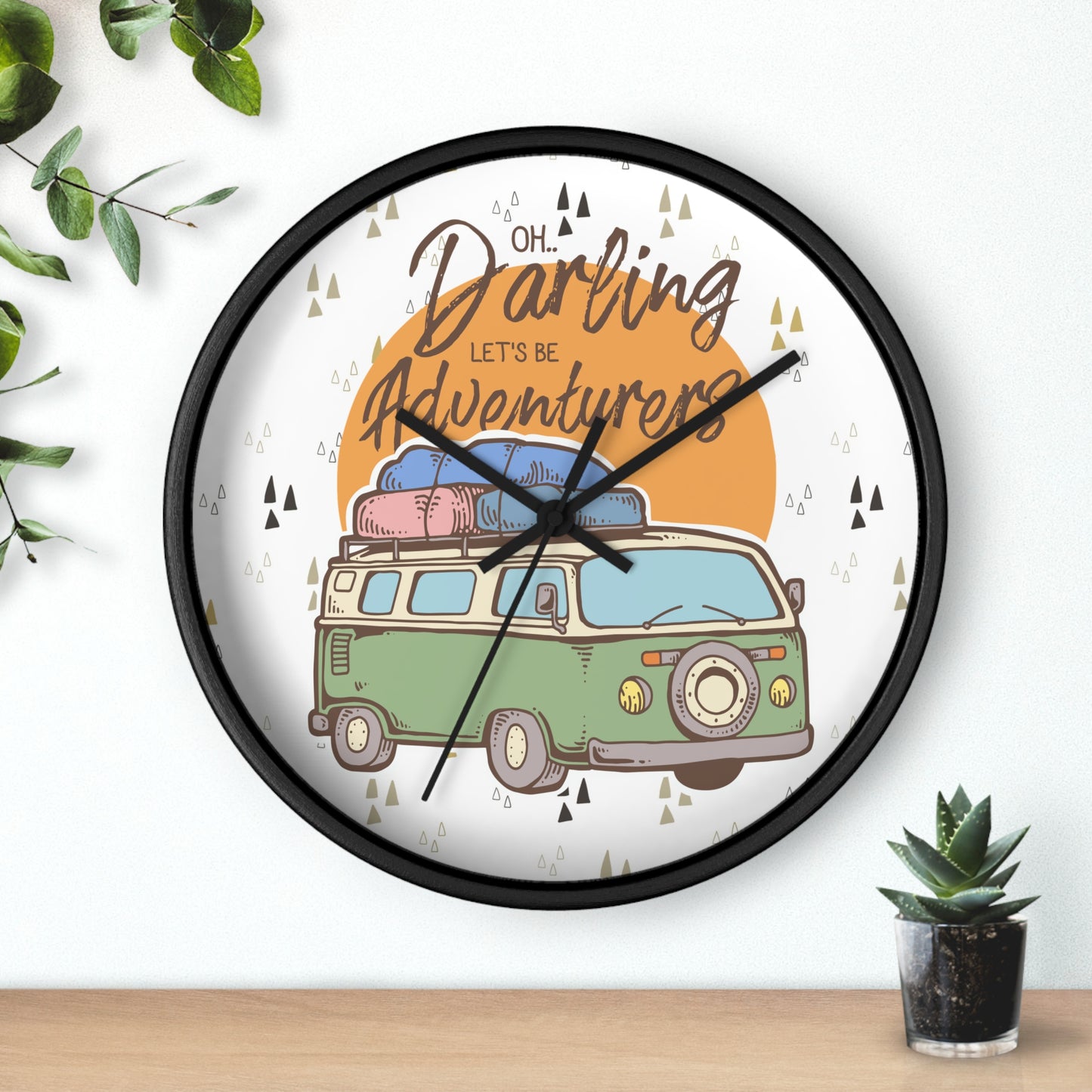 Adventure Awaits Wall Clock – Retro Camper Van Design