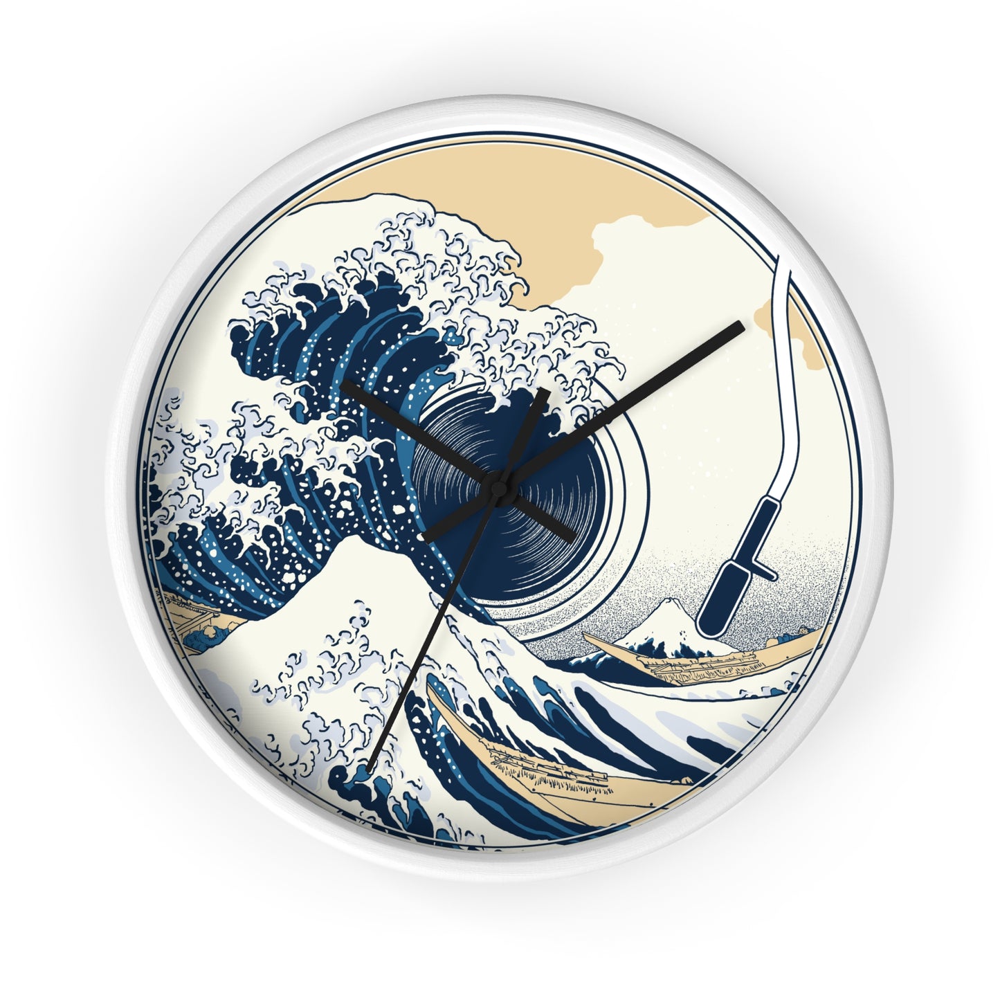 Ocean Waves Freedom Wall Clock – Artistic Vinyl Turntable Design