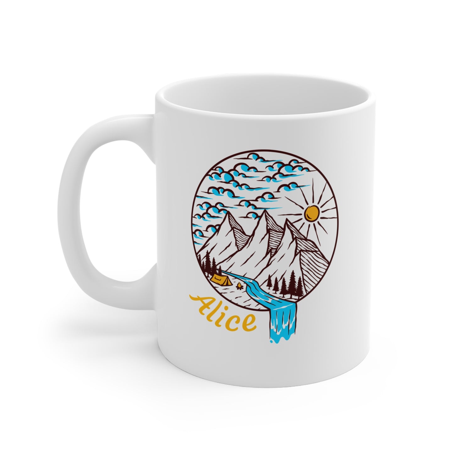 Mountain Sunrise Mug – Nature & Camping Design