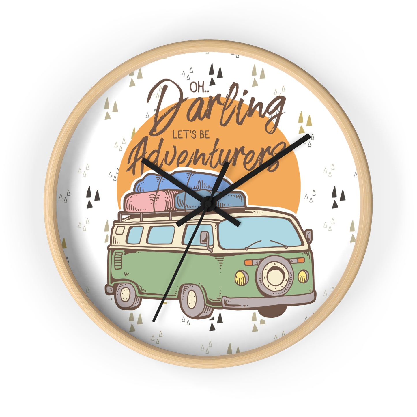 Adventure Awaits Wall Clock – Retro Camper Van Design