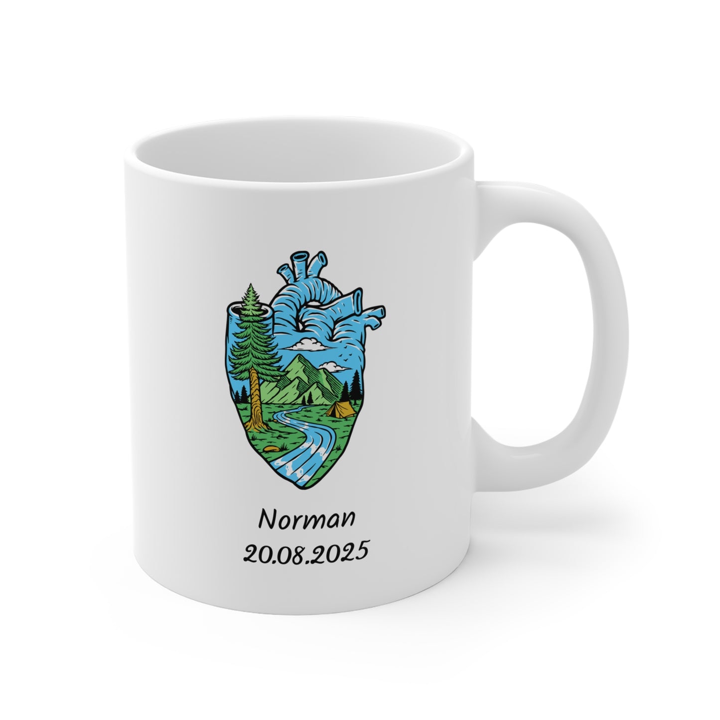 Heart Nature Mug – Mountain & Forest Design