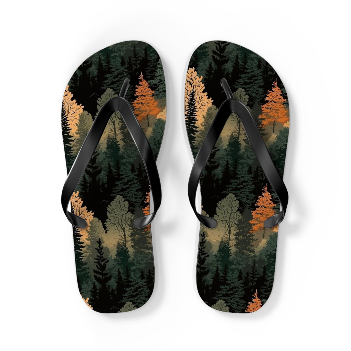 Forest Flip Flops – Comfortable  Summer Sandals with Autumn Tree Design