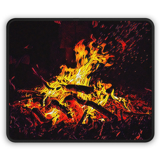 Night Bonfire Mouse Pad – Campfire Sparks in the Dark