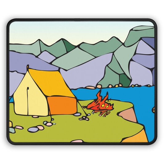 Minimalist Camp Scene Mouse Pad – Bright Nature Design for Outdoor Fans