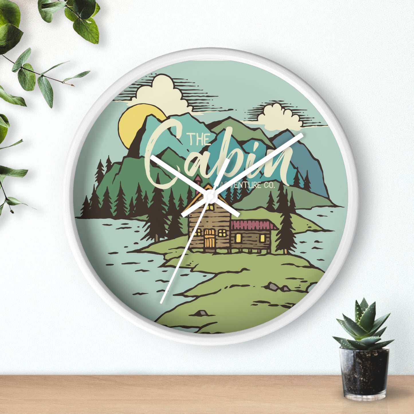 Rustic Cabin Adventure Wall Clock – Mountain Cabin Decor for Nature Lovers