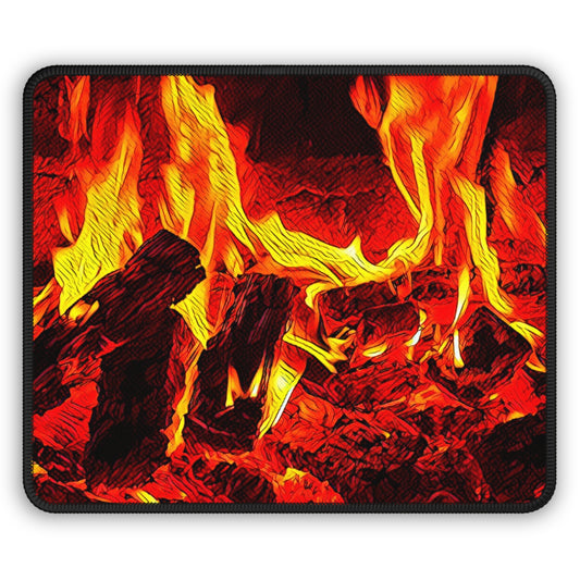 Campfire Flames Mouse Pad – Glowing Firewood Design