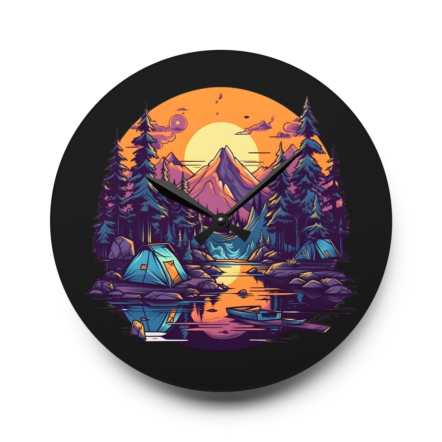 Sunset Summit Wall Clock – Scenic Nature Art for Hikers & Wilderness Lovers