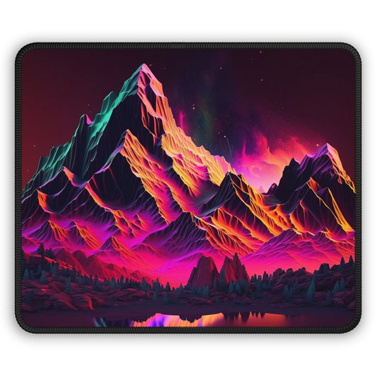 Luminous Peaks Mouse Pad – Neon Mountain Landscape for Gamers & Creators