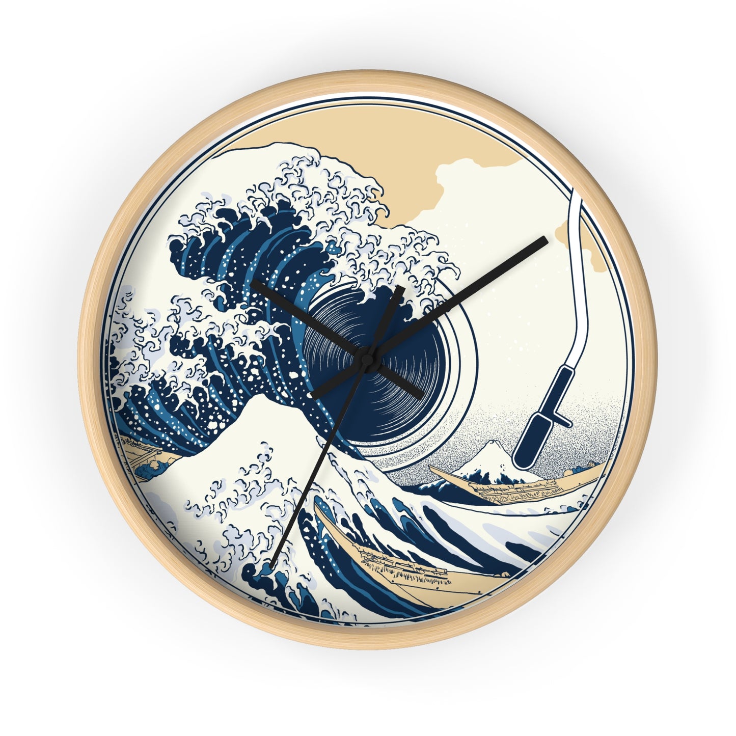 Ocean Waves Freedom Wall Clock – Artistic Vinyl Turntable Design