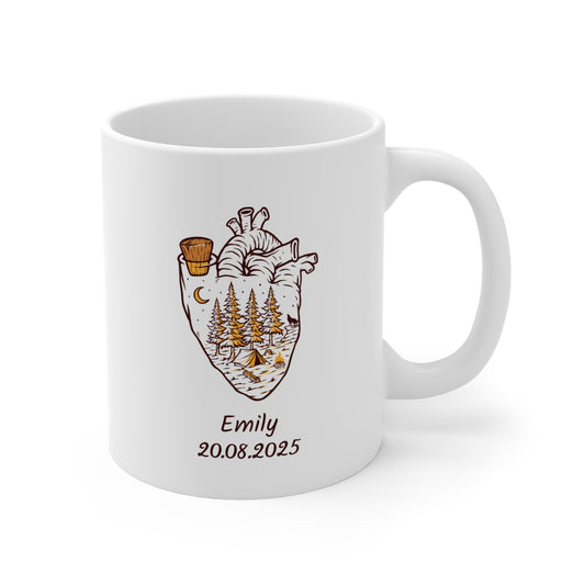 Heart Forest Mug – Nature & Camping Artwork