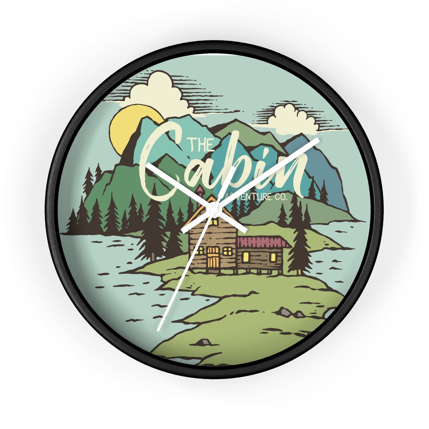 Rustic Cabin Adventure Wall Clock – Mountain Cabin Decor for Nature Lovers