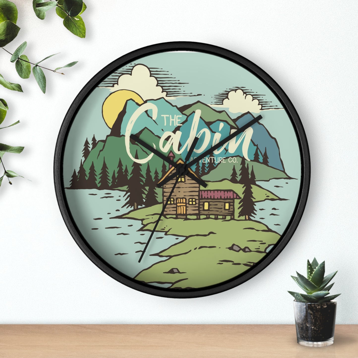 Rustic Cabin Adventure Wall Clock – Mountain Cabin Decor for Nature Lovers