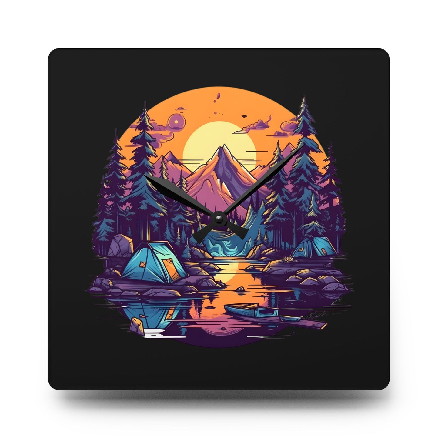 Sunset Summit Wall Clock – Scenic Nature Art for Hikers & Wilderness Lovers