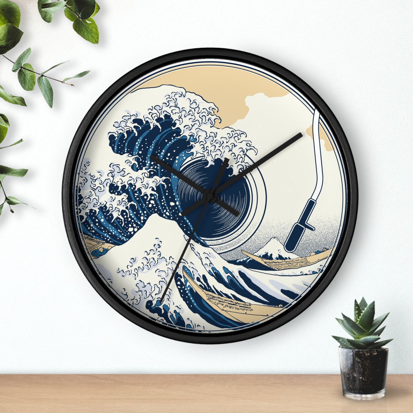 Ocean Waves Freedom Wall Clock – Artistic Vinyl Turntable Design