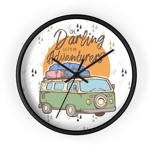 Adventure Awaits Wall Clock – Retro Camper Van Design