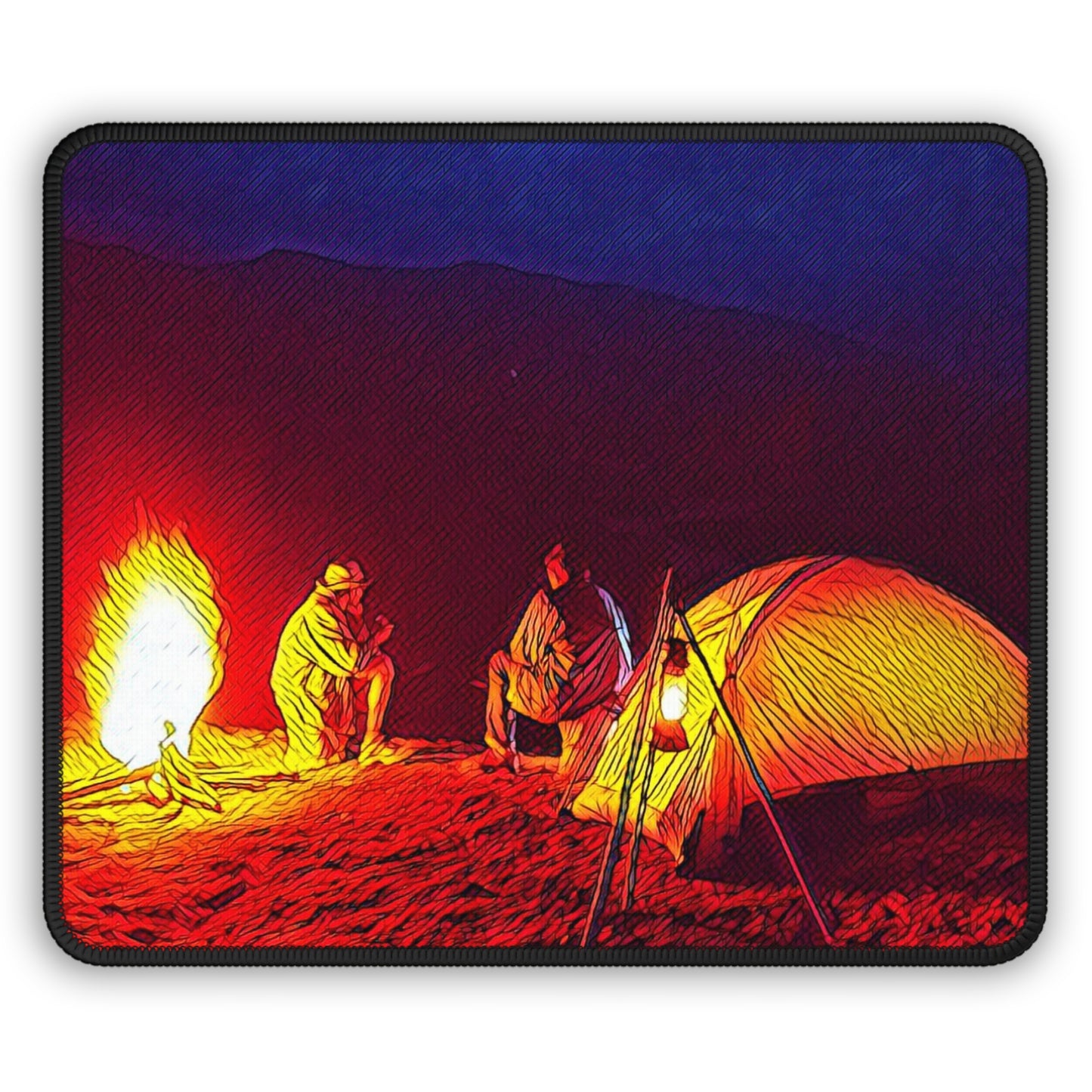 Campfire Night Mouse Pad – Cozy Outdoor Scene for Nature Lovers