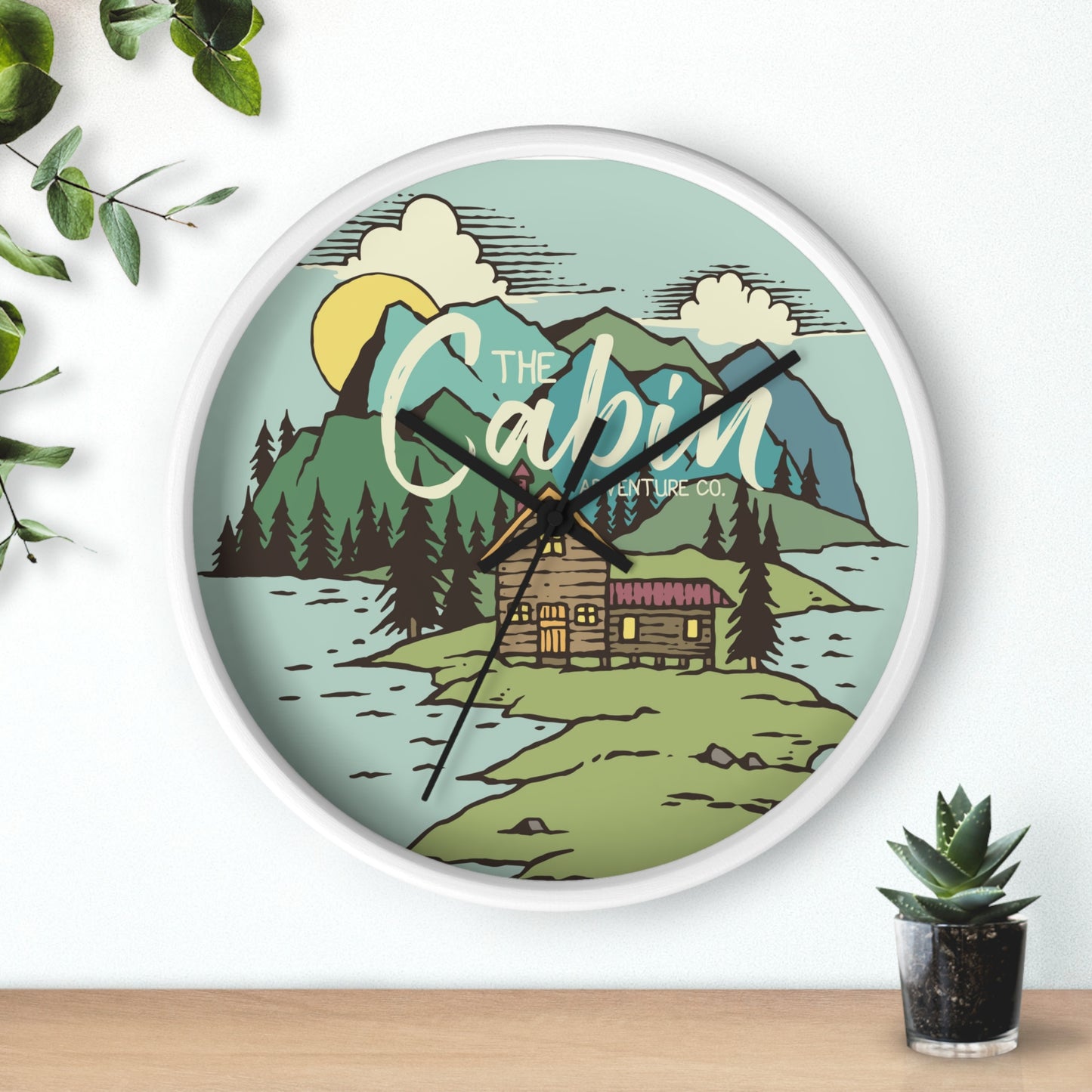 Rustic Cabin Adventure Wall Clock – Mountain Cabin Decor for Nature Lovers