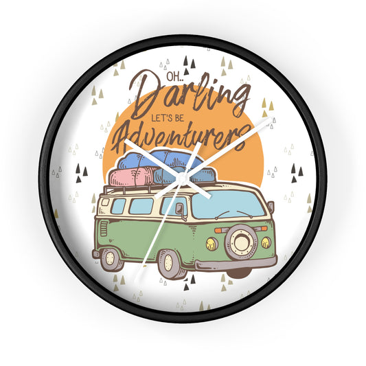 Adventure Awaits Wall Clock – Retro Camper Van Design