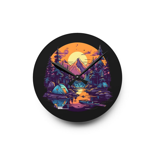 Sunset Summit Wall Clock – Scenic Nature Art for Hikers & Wilderness Lovers