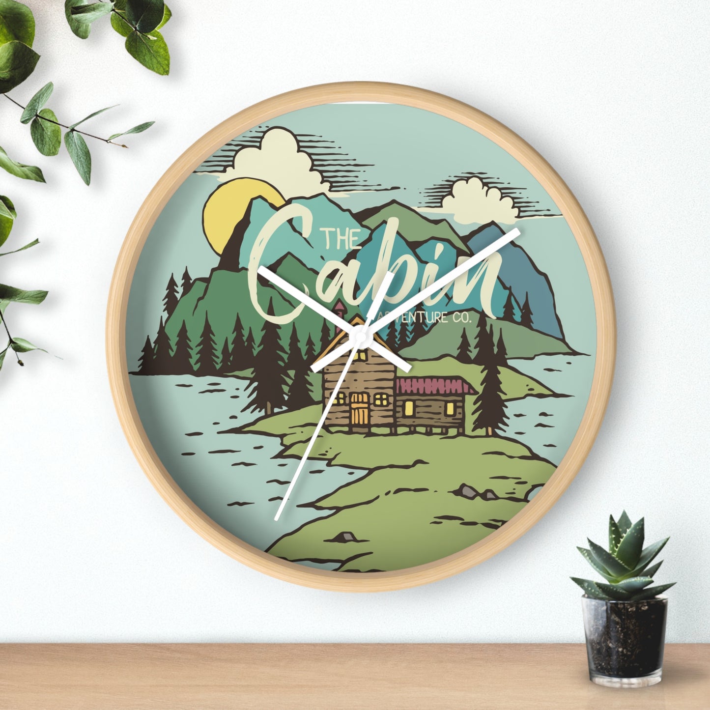 Rustic Cabin Adventure Wall Clock – Mountain Cabin Decor for Nature Lovers