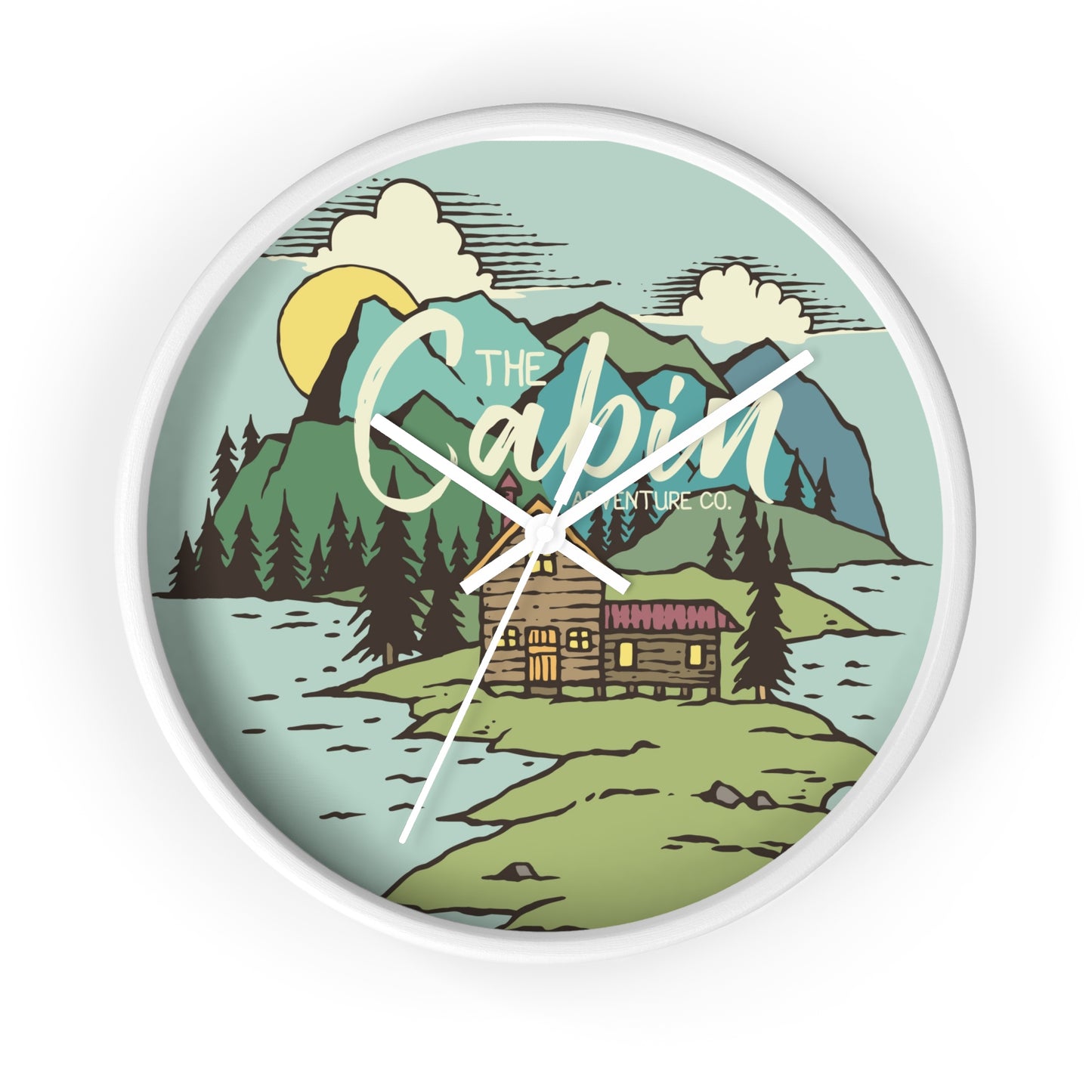 Rustic Cabin Adventure Wall Clock – Mountain Cabin Decor for Nature Lovers