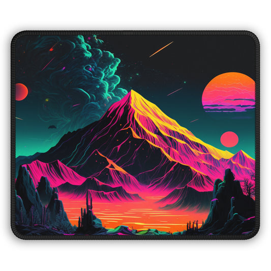 Neon Mountain Mouse Pad – Futuristic Landscape for Nature & Sci-Fi Fans