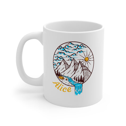 Mountain Sunrise Mug – Nature & Camping Design