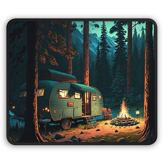 Forest Camper Mouse Pad – Cozy RV Scene for Van Life & Nature Fans